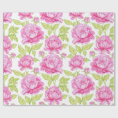 Pink Peony Floral Cadeaupapier (Vlak)