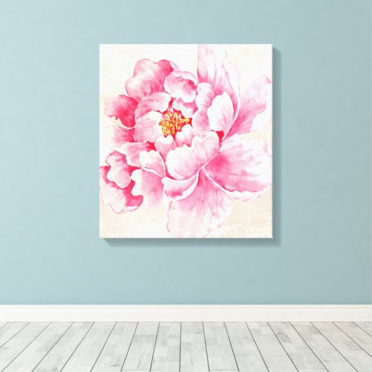 Pink Peony Floral Canvas Afdruk (Insitu (Houten vloer))