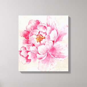 Pink Peony Floral Canvas Afdruk