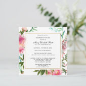  Pink Peony Floral Celebration of Life Kaart (Staand voorkant)