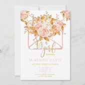Pink Peony Floral Envelope Girl Baby shower Kaart (Voorkant)