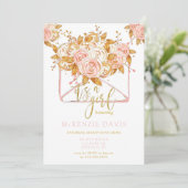 Pink Peony Floral Envelope Girl Baby shower Kaart (Staand voorkant)