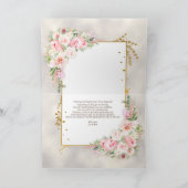 Pink Peony Floral Gold Script & Lijst Dank u Kaart (Binnen)