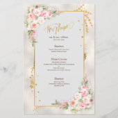 Pink Peony Floral Gold Script & Lijst Weddenschap  (Voorkant)