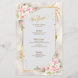 Pink Peony Floral Gold Script & Lijst Weddenschap 