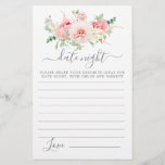 Pink Peony Floral Greenery Date Night Card<br><div class="desc">Een mooie roze pony floral border topjes deze Date Night card. Coördinaten met het Collectie van het botanische Vrijgezellenfeest van roze Rose.</div>