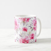 Pink Peony Floral Koffiemok (Voorkant rechts)