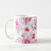 Pink Peony Floral Koffiemok (Links)