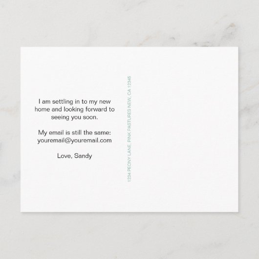 Pink Peony Floral Mijn nieuwe adres Aankondigingskaart (Achterkant)