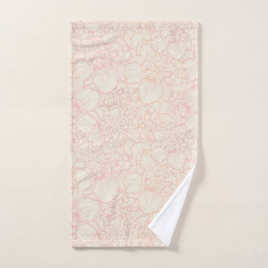 Pink Peony Floral Pattern Bad Handdoek (Handdoek)