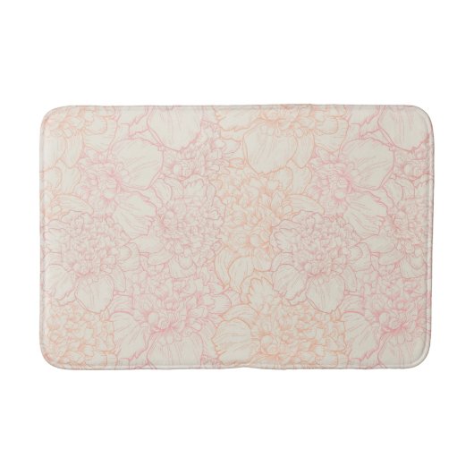 Pink Peony Floral Pattern Badmat (Voorkant)