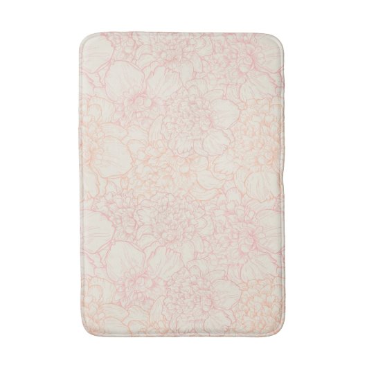 Pink Peony Floral Pattern Badmat (Voorkant Verticaal)