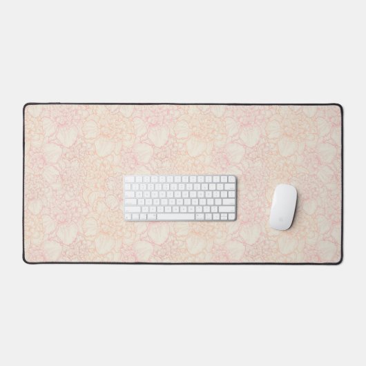 Pink Peony Floral Pattern Bureaumat (Keyboard & Muis)