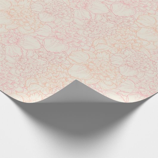 Pink Peony Floral Pattern Cadeaupapier (Hoek)