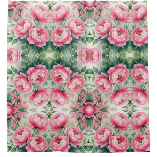 Pink Peony Floral Pattern Douchegordijn (Voorkant)