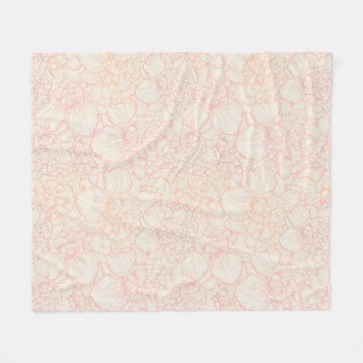 Pink Peony Floral Pattern Fleece Deken (Voorkant (Horizontaal))