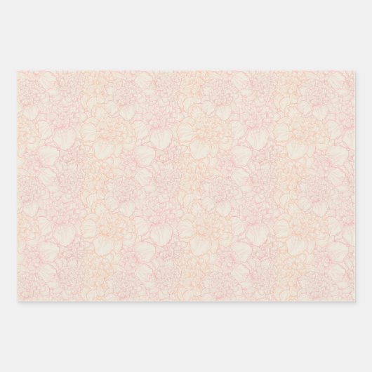 Pink Peony Floral Pattern Inpakpapier Vel (Voorkant 3)