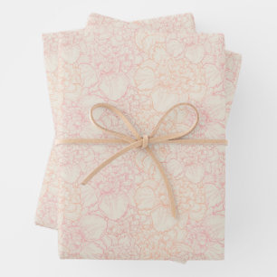 Pink Peony Floral Pattern Inpakpapier Vel