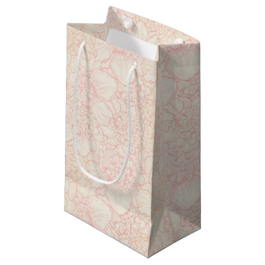Pink Peony Floral Pattern Klein Cadeauzakje (Voorkant Gekanteld)