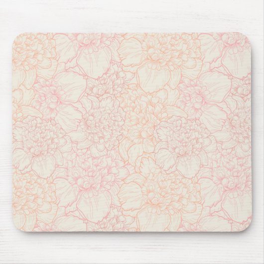Pink Peony Floral Pattern Muismat (Voorkant)