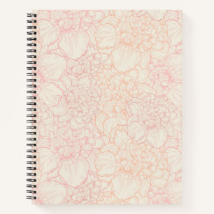 Pink Peony Floral Pattern Notitieboek