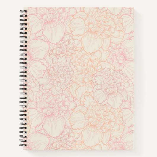 Pink Peony Floral Pattern Notitieboek (Voorkant)