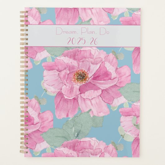 Pink Peony Floral Pattern Planner (Voorkant)