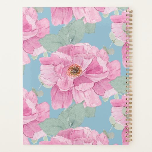 Pink Peony Floral Pattern  Planner (Achterkant)