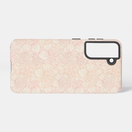 Pink Peony Floral Pattern Samsung Galaxy Hoesje (Achterkant horizontaal)
