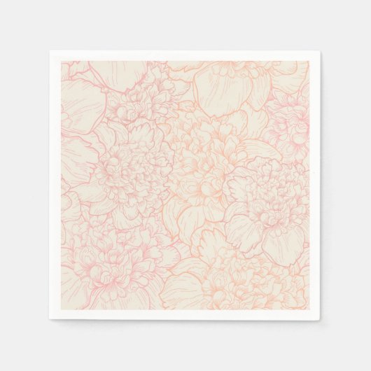 Pink Peony Floral Pattern Servet (Voorkant)