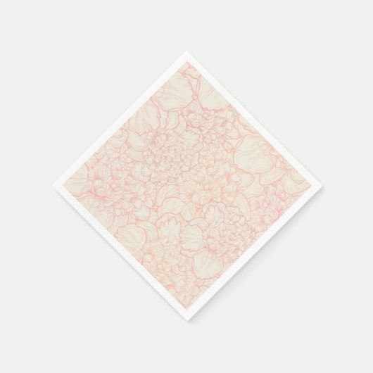 Pink Peony Floral Pattern Servet (Hoek)