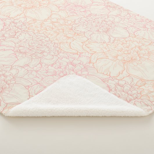 Pink Peony Floral Pattern Sherpa Deken (3/4)