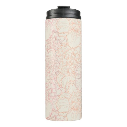 Pink Peony Floral Pattern Thermosbeker (Voorkant)