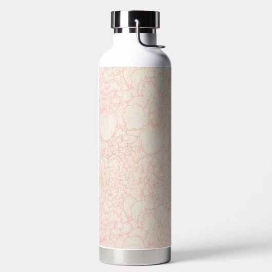Pink Peony Floral Pattern Waterfles (Links)