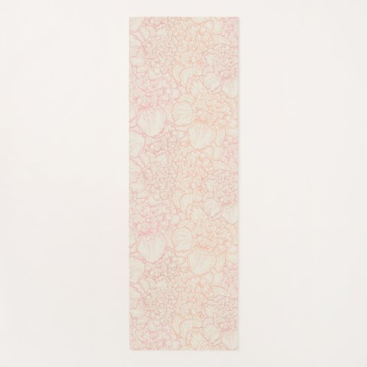 Pink Peony Floral Pattern Yogamat (Voorkant)