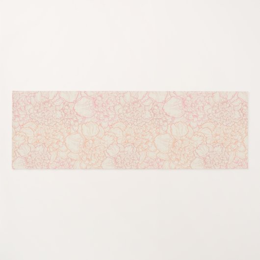Pink Peony Floral Pattern Yogamat (Voorkant (horizontaal))
