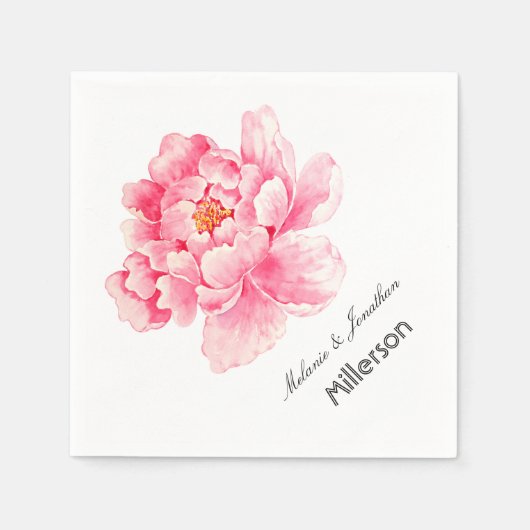 Pink Peony Floral Servetten (Voorkant)