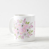 Pink Peony Floral Unicorn Whimsical™ Koffiemok (Voorkant links)