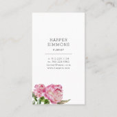 Pink Peony Floral Visitekaartje (Achterkant)