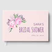 Pink Peony Floral Vrijgezellenfeest Gastenboek (Voorkant)