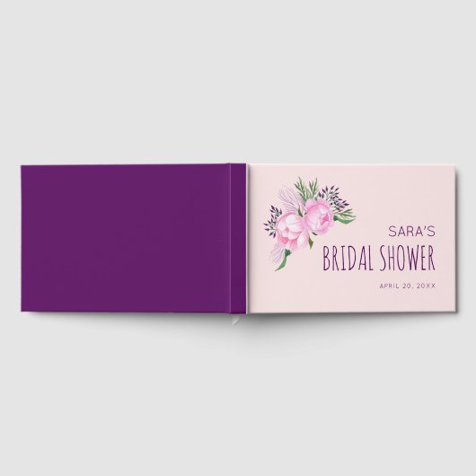 Pink Peony Floral Vrijgezellenfeest Gastenboek (Volledig)