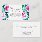Pink Peony Floral Vrijgezellenfeest Recipe Request Informatiekaartje (Voorkant / Achterkant)