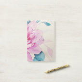 Pink Peony Floral Waterverf Art Post-it Notes (Op bureau)