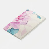 Pink Peony Floral Waterverf Art Post-it Notes (Schuin)