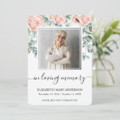 Pink Peony Floral Waterverf Funeral Prayer Card Bedankkaart (Staand voorkant)