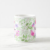Pink Peony Floral Waterverf Monogram Koffiemok (Center)