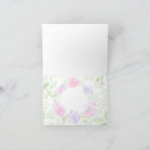 Pink Peony Floral Waterverf Monogram Notitiekaartje (Binnen)