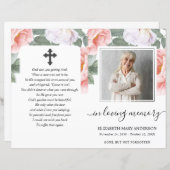 Pink Peony Floral Waterverf Photo Funeral Programm (Voorkant / Achterkant)