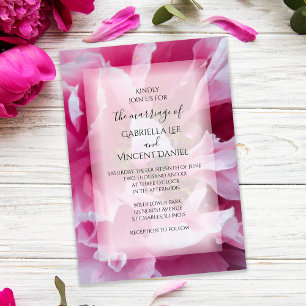 Pink Peony Floral Wedding Kaart