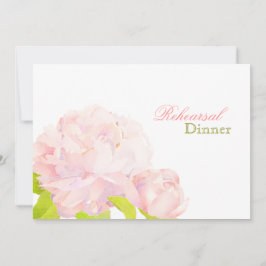 Pink Peony Floral Wedding Rehearsal Dinner Kaart